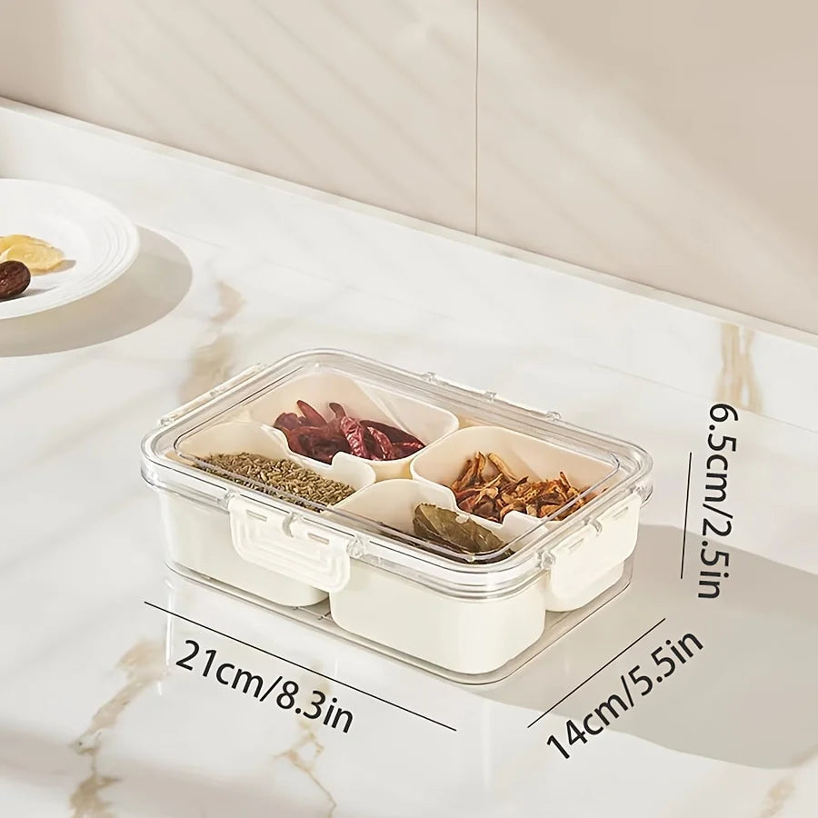 Divided Plate with Lid, Food Storage Box, Snack Box, 4/8 Grid Snack Box, Fruit Storage Box for Refrigerator, Vegetable, Fruit Oasis Select
