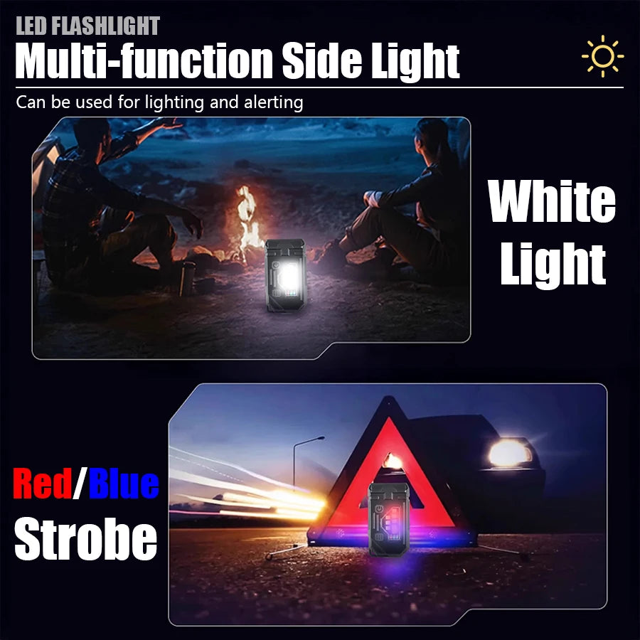 Powerful EDC Pocket Keychain Flashlight Mini Rechargeable LED Light Multifunctional Magnetic COB Torch for Outdoor Camping Lamp Oasis Select