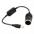 1pc 5V 2A USB To 12V Cigarette Lighter Socket USB Male to Female Cigarette Lighter Adapter Converter Car Electronics Accessories Oasis Select Black