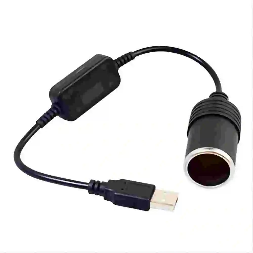 1pc 5V 2A USB To 12V Cigarette Lighter Socket USB Male to Female Cigarette Lighter Adapter Converter Car Electronics Accessories Oasis Select Black