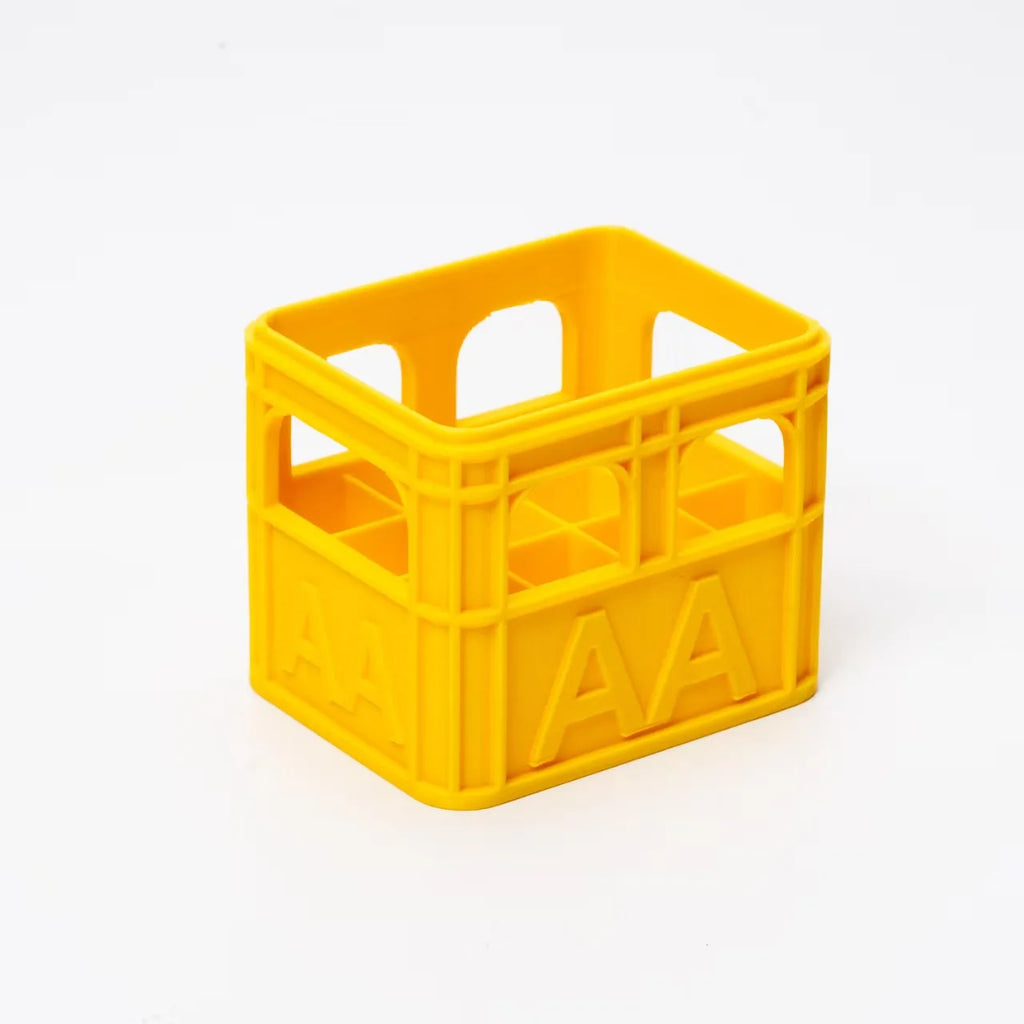 3D Printed Beer Crate Style AA/AAA Battery Storage Boxes Stackable Battery Organizer Home Office Desktop Decor Storage Tool Gift Oasis Select AA yellow