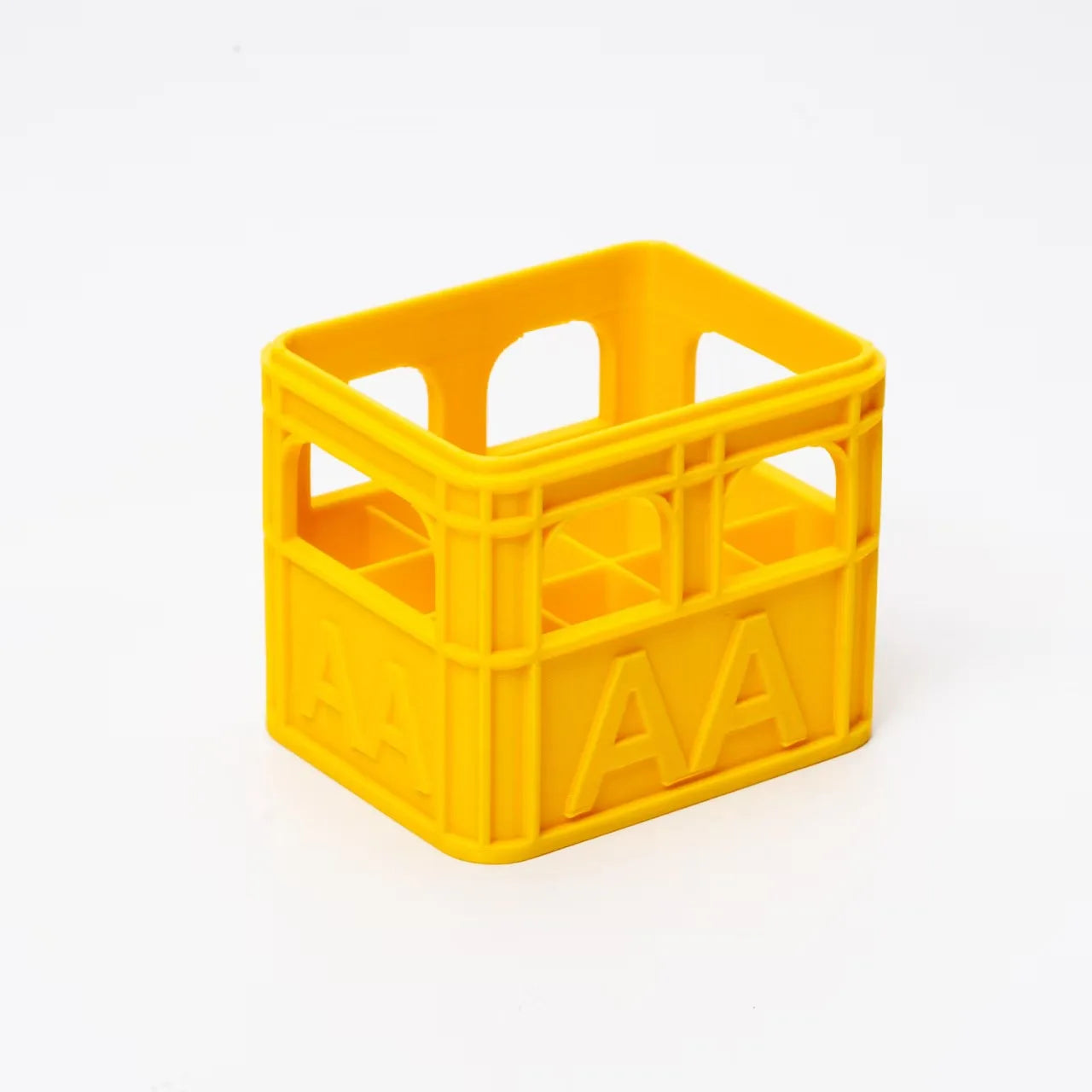 3D Printed Beer Crate Style AA/AAA Battery Storage Boxes Stackable Battery Organizer Home Office Desktop Decor Storage Tool Gift Oasis Select AA yellow