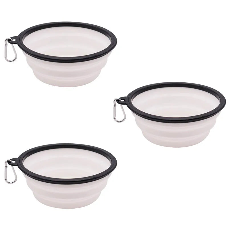TPE dog bowl cat bowl wear-resistant and durable pet folding bowl travel outdoor drinking water feeding portable pet bowl Oasis Select white-3pcs 350ml