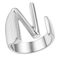 A-Z Initial Letter Ring – Adjustable Silver Open Ring for Women