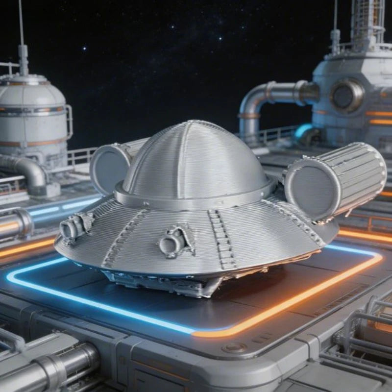 Retro Sci-Fi Spaceship Figurine Desktop Ornament UFO Mini Model DIY Paintable Decor Space Themed Projects Alien Craft Decoration Oasis Select
