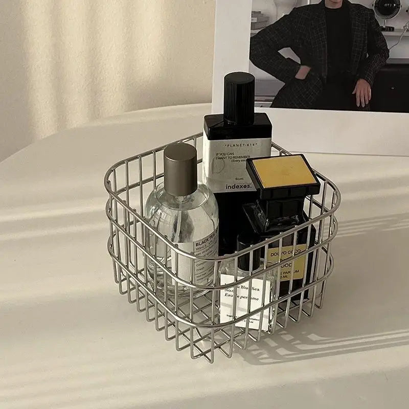 Metal Desktop Storage Basket Box Iron Art Storage Basket Coffee Miscellaneous Items Kitchen Desktop Organizer Makeup Storage Box Oasis Select