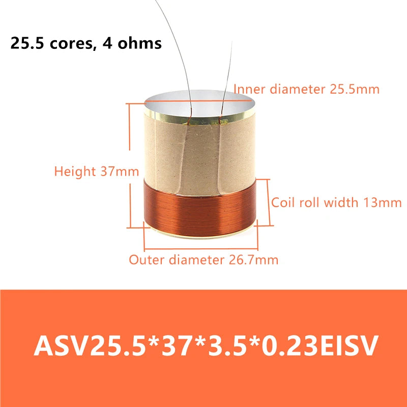 1PCS Speaker Voice Coil Braided Copper Lead Bass Voice Coil 2Layers Speaker Aluminum Voice Coil Repair Accessories Oasis Select 25.5373.54
