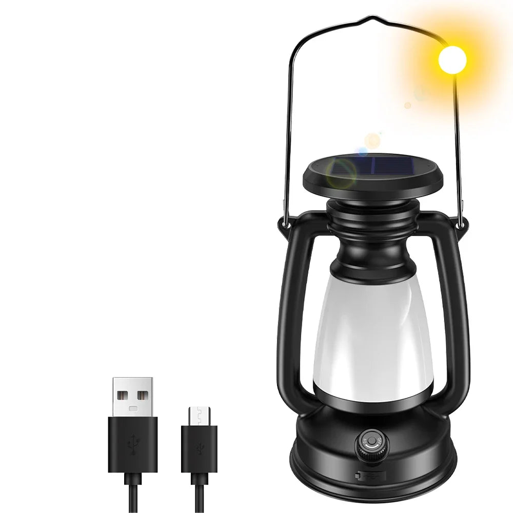 USB Rechargeable Camping Light Portable Camping Lanterns Hanging Tent Light 3000-5000K Stepless Dimming with Solar Charging Oasis Select LY16 Big with Solar