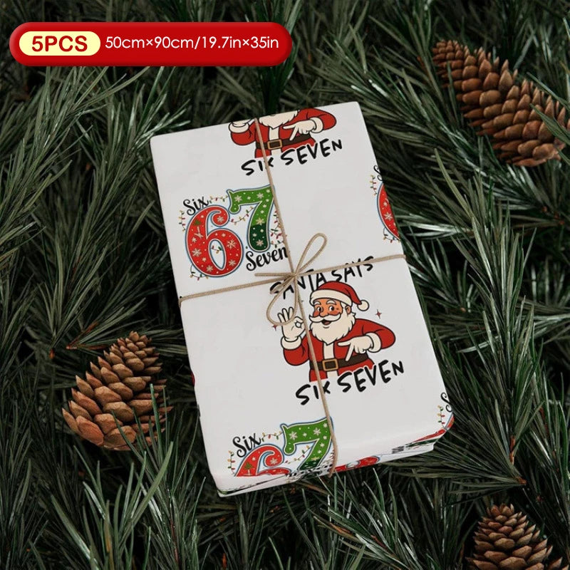Kids' Christmas Wrapping Paper 67, Fun Santa 67 Print, Holiday Gift Wrap 67 Oasis Select I