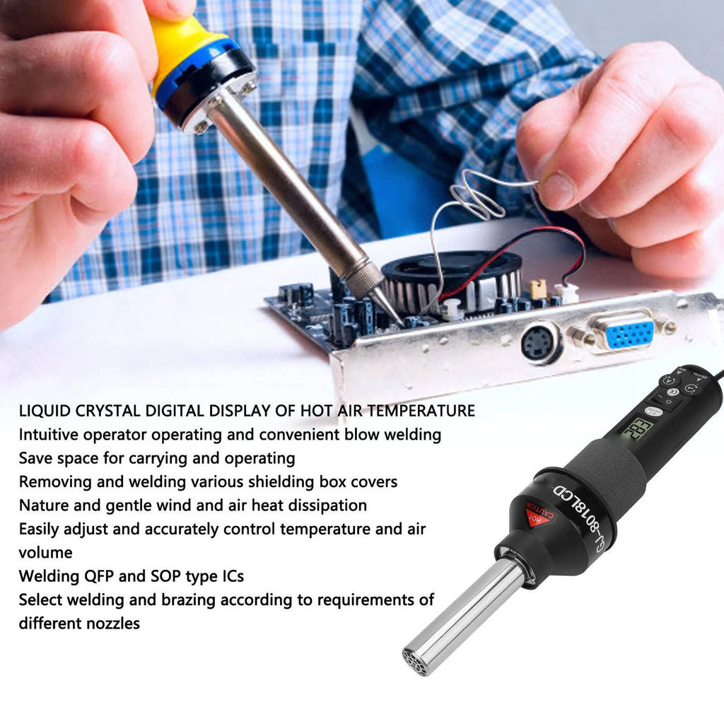 Portable Hot Air Gun Handheld 450W LCD Adjustable Electronics Soldering Desoldering Digital Heat Gun Temperature Control GJ8018L Oasis Select