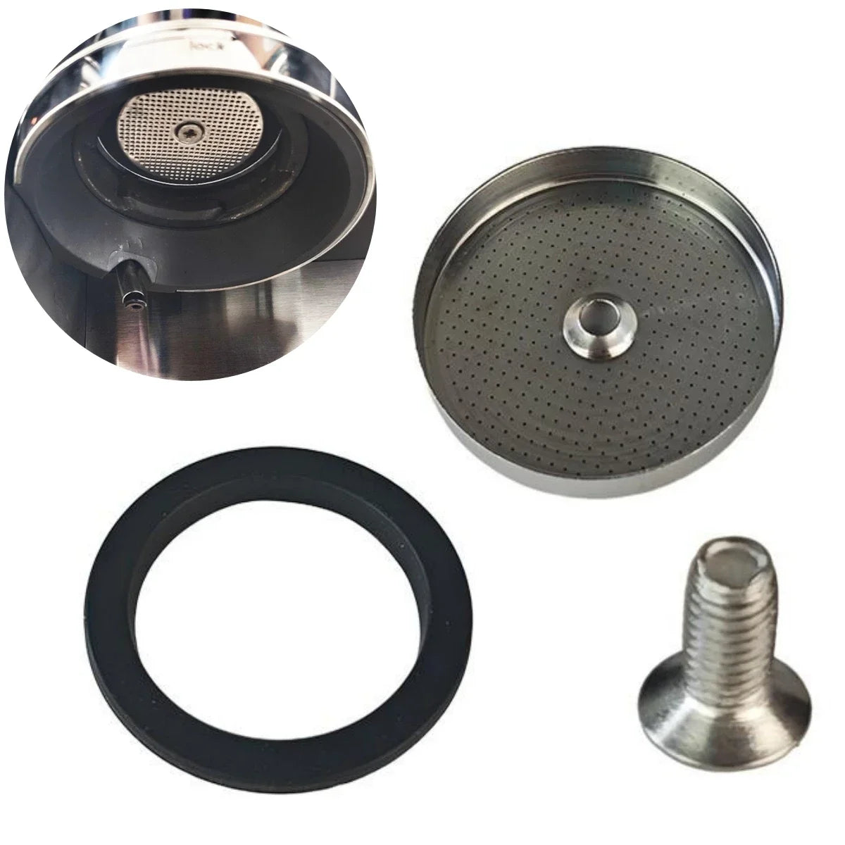 Coffee Machine Group Head Inner Shower Screen and Silicone O Ring Replacement for ES601 655 701 Espresso Models Oasis Select