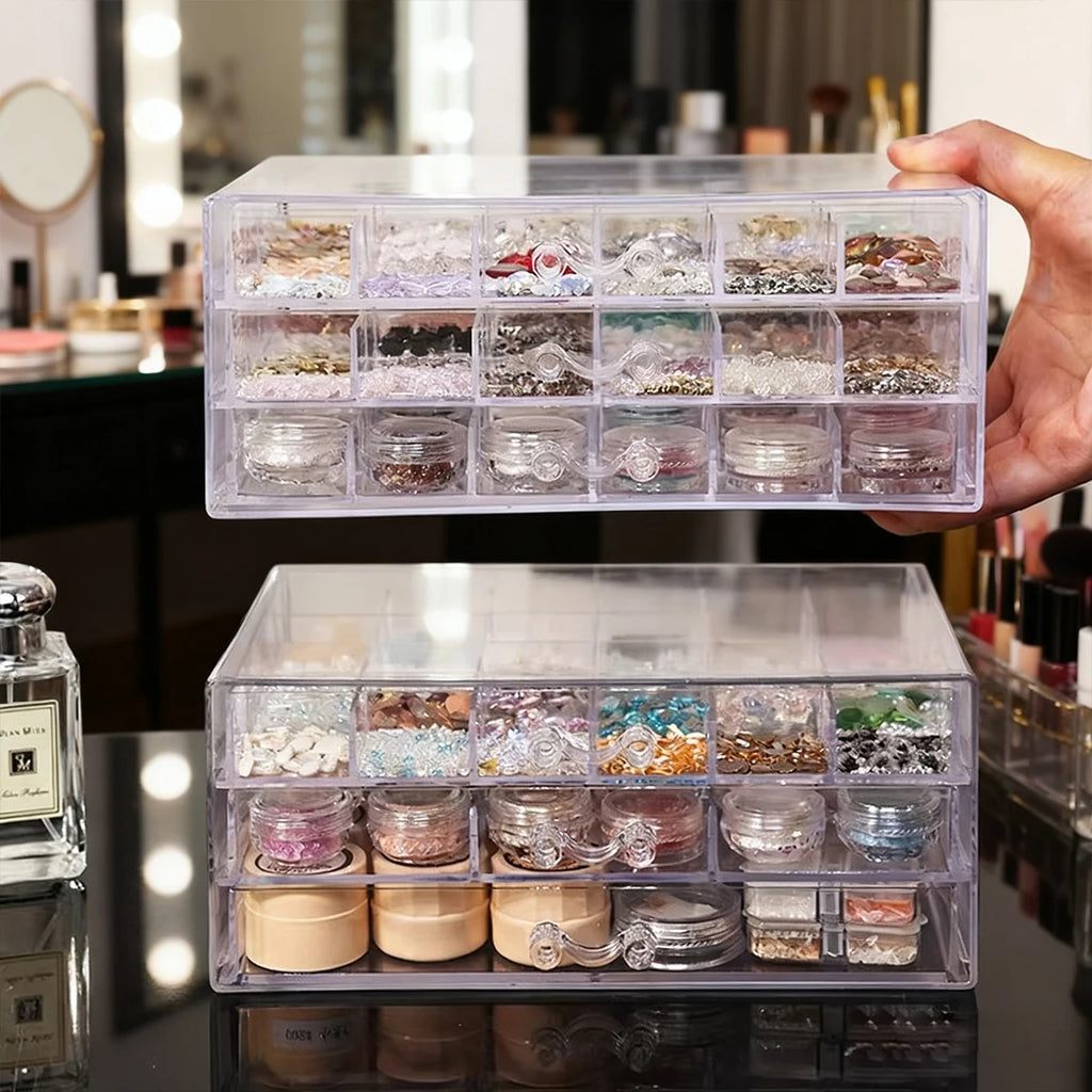 1pc drawer style acrylic multifunctional nail diamond decoration storage box desktop jewelry bead stackable organizer Oasis Select