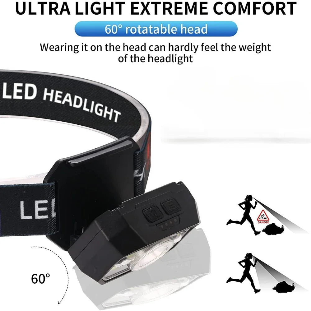 IR Motion Sensor LED Headlamp Super Bright USB Rechargeable Headlight Outdoor Emergency Light Night Fishing Head Lamp Oasis Select