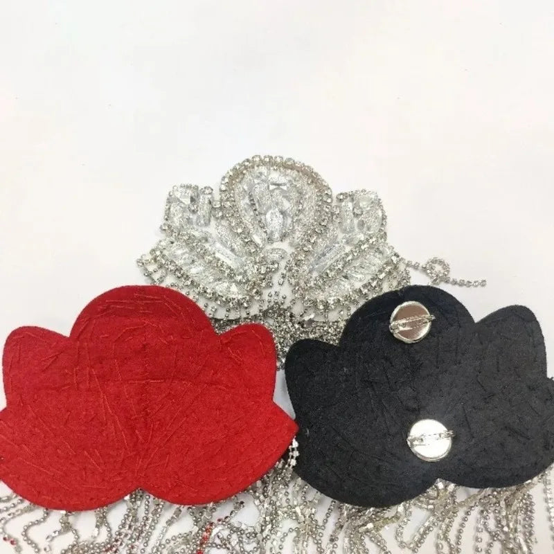 Beaded Decoration Diamond Tassel Epaulets Sparkling Rhinestone Shoulder Tassel Epaulet Detachable for Clothes Bags DIY Oasis Select