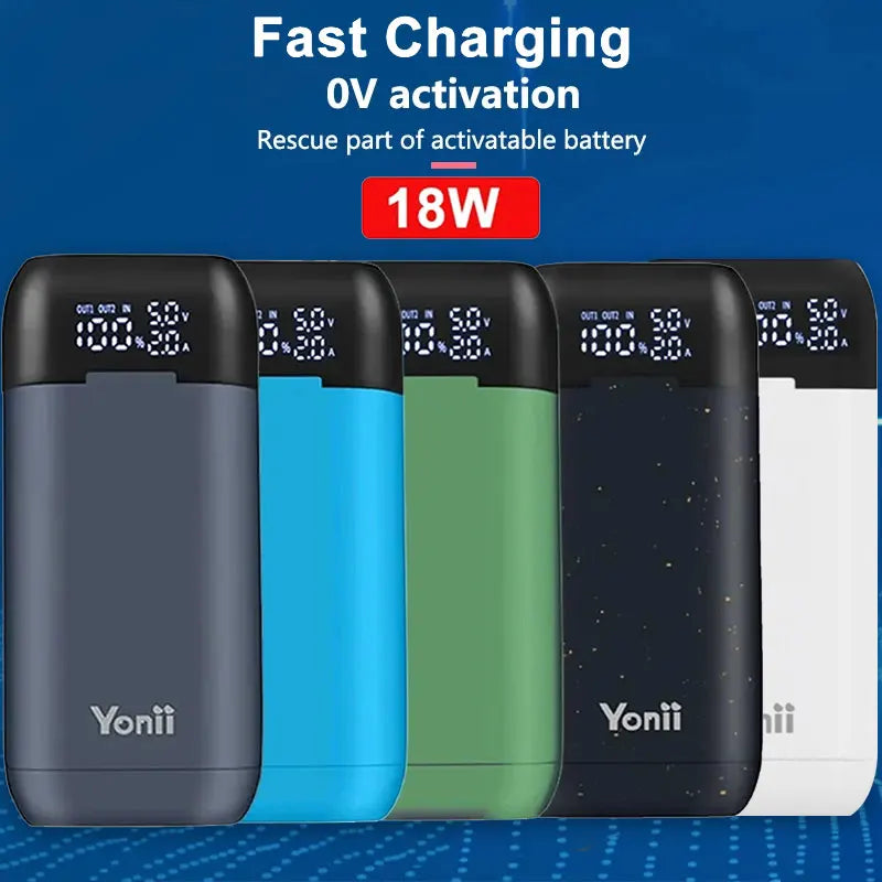 18650 Battery Charger Case DIY Power Bank Battery Charger Portable QC3.0 PD 18W Fast Charging Case for Lithium Batteries Oasis Select