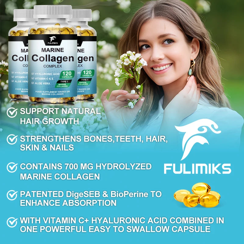 Marine Collagen Capsules with Hyaluronic Acid – Skin, Hair & Nails