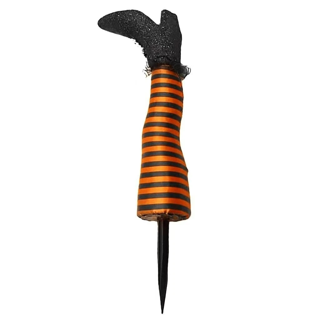 Halloween Lawn Outdoor Garden Decoration Props Evil Witch Legs Inverted Evil Witch Feet Boots Stakes Courtyard Oasis Select Orange 2pcs