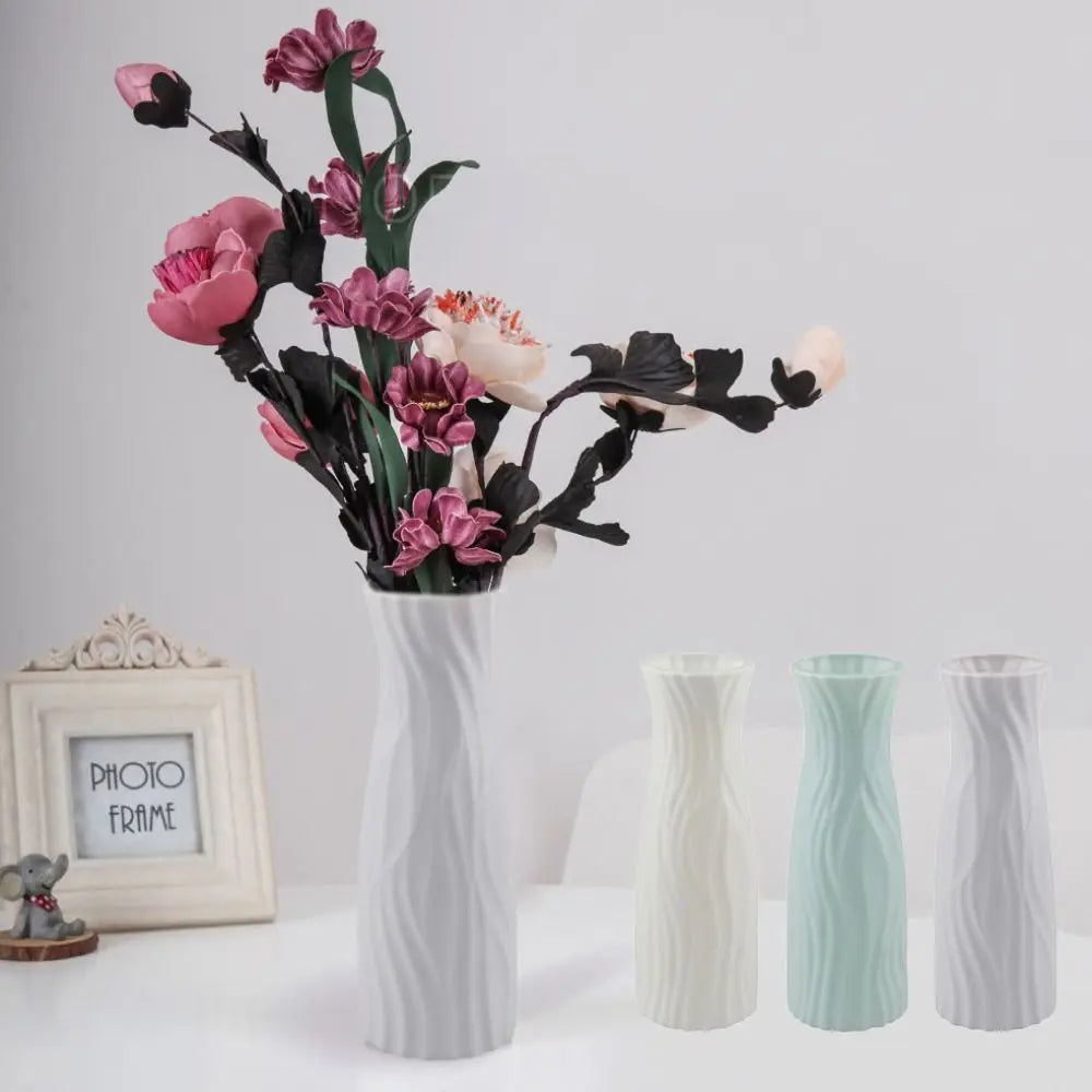 Nordic Plastic Flower Vase | Ceramic-Look Home Décor