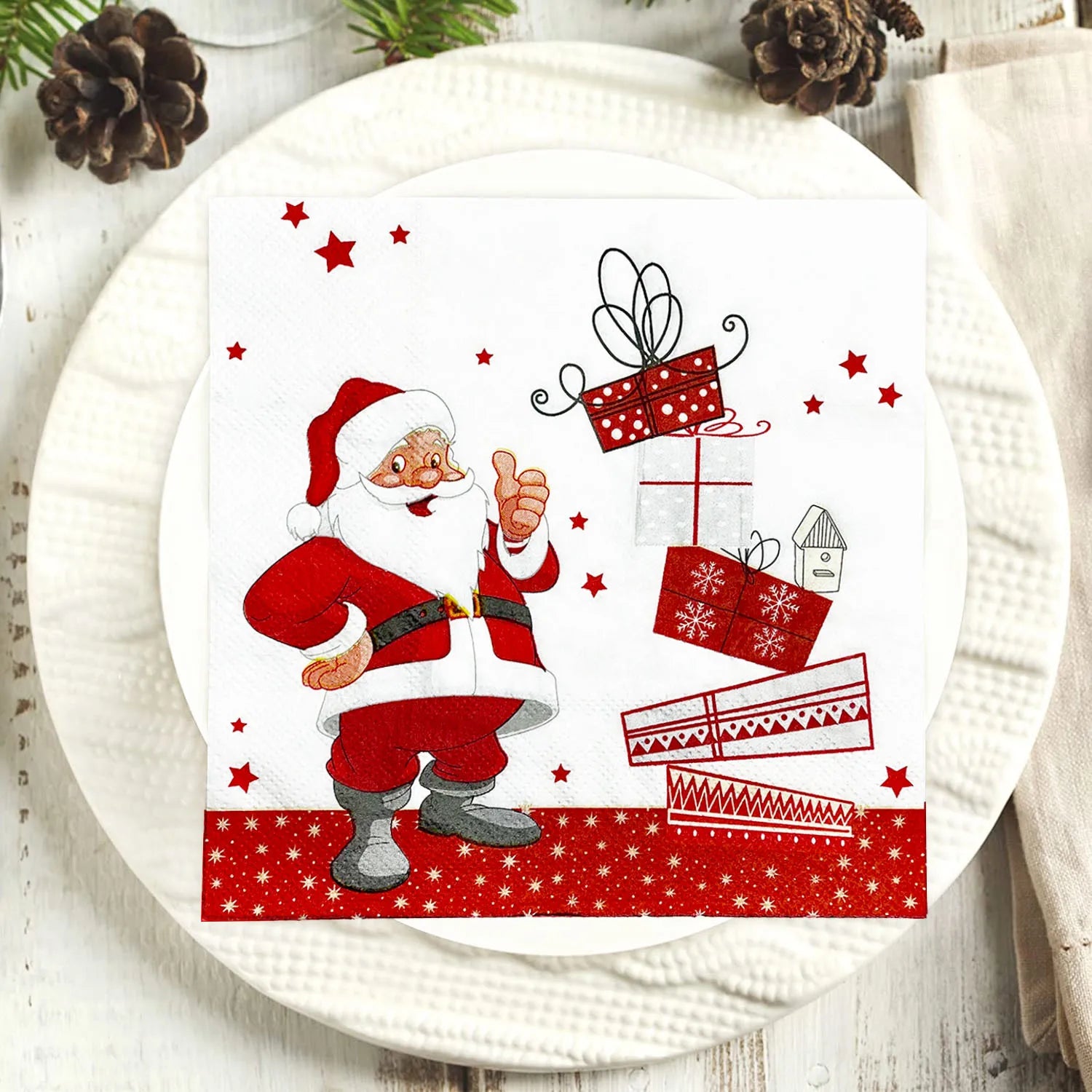 White Background Christmas Gift Two-layer Three-layer Printing Food Grade Full Plate Printing Santa Claus Gift Paper Towel Oasis Select
