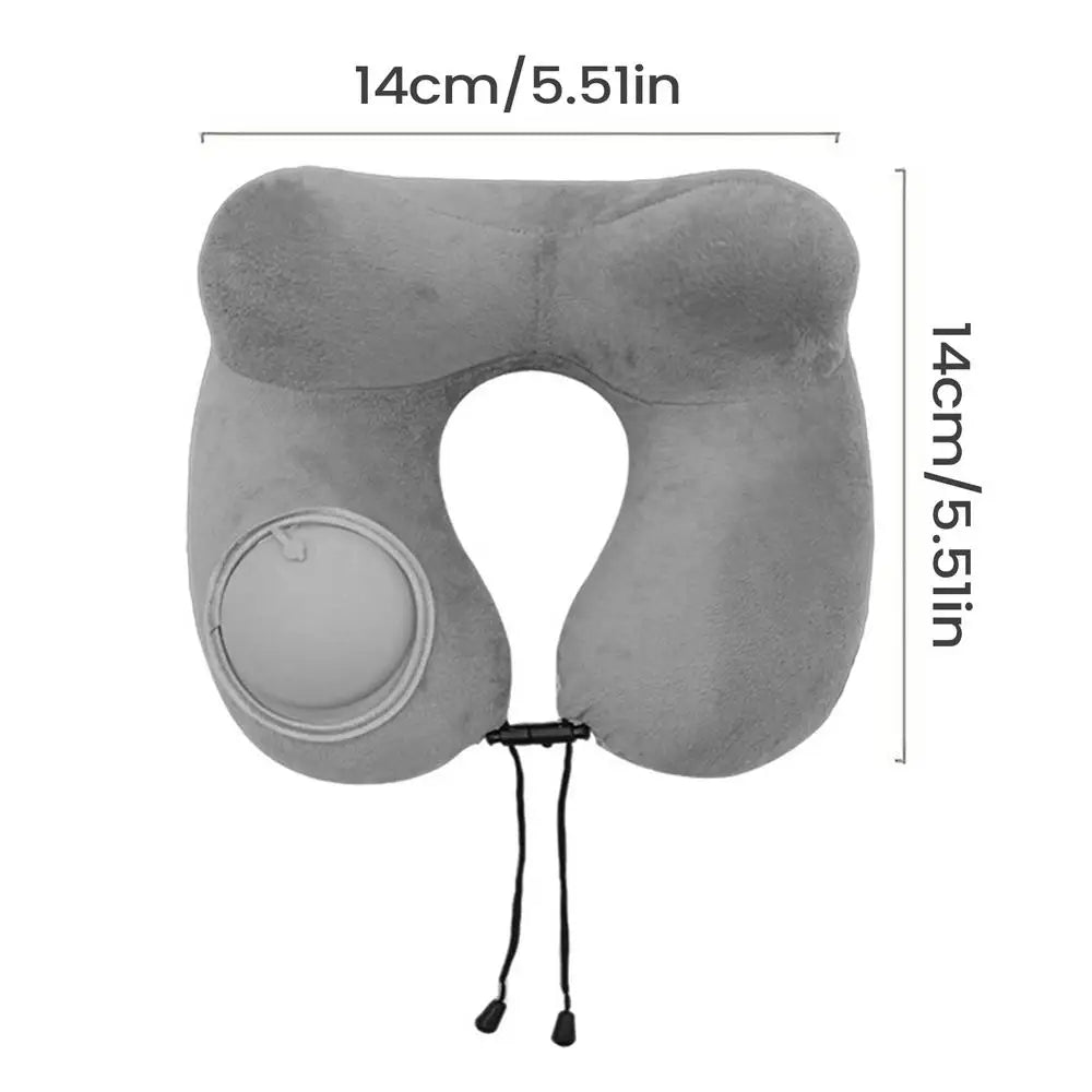 Travel Neck Pillow Inflatable U Shape Neck Support Pillow Plush Sleeper for Travel Sleeping Napping Bedroom Airplane Office Oasis Select Gray