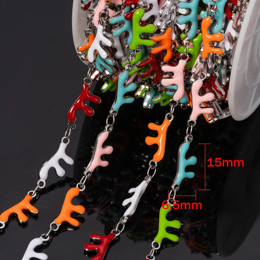 1m Stainless Steels Ocean Animal Oil Drip Chain Enamel Link for Women DIY Crafting Bracelet Jewelry Making Supplies Findings Oasis Select Steel F