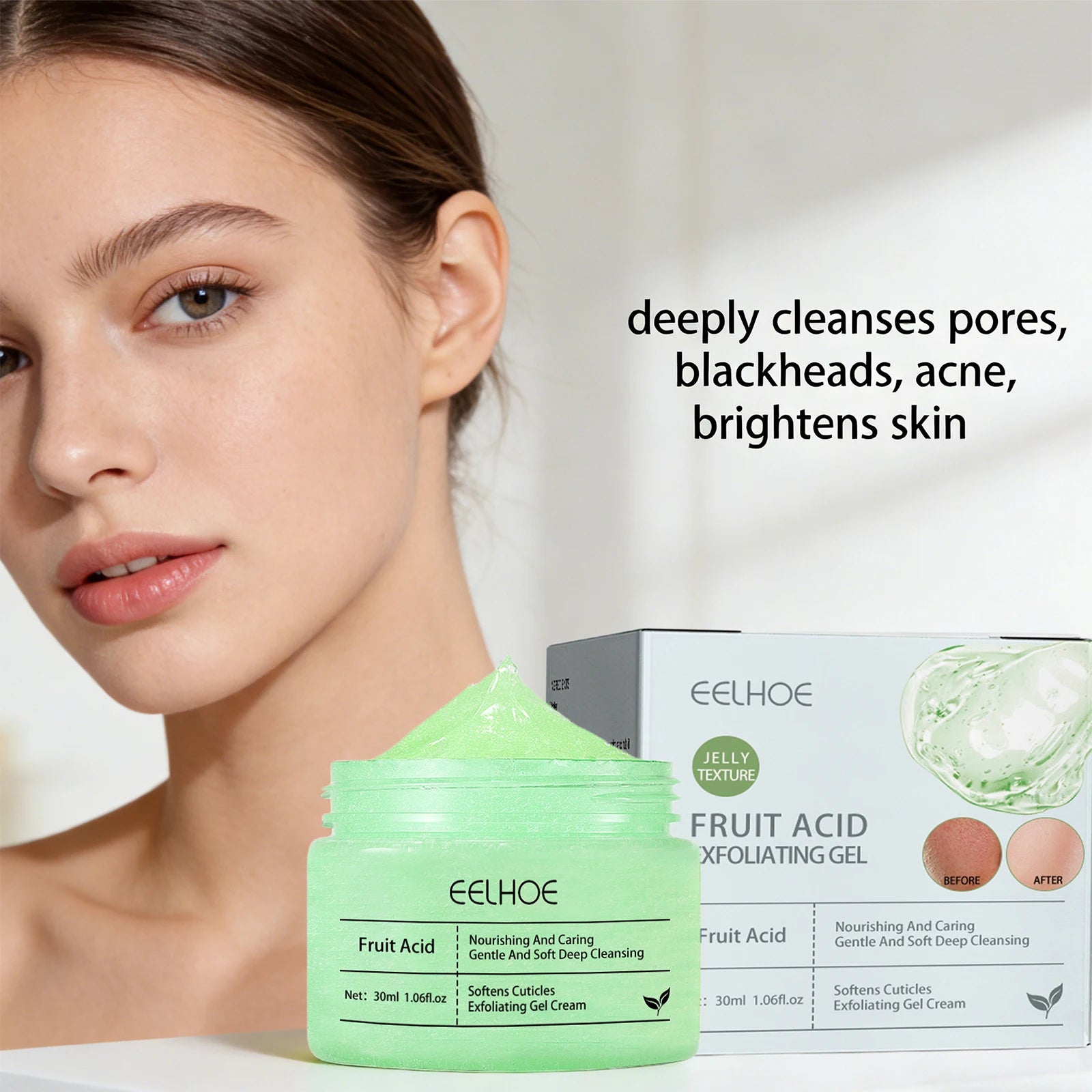 Eelhoe Fruit Acid Exfoliating Gel – Pore Cleanse & Blackheads Facial Exfoliating Gel Oasis Select