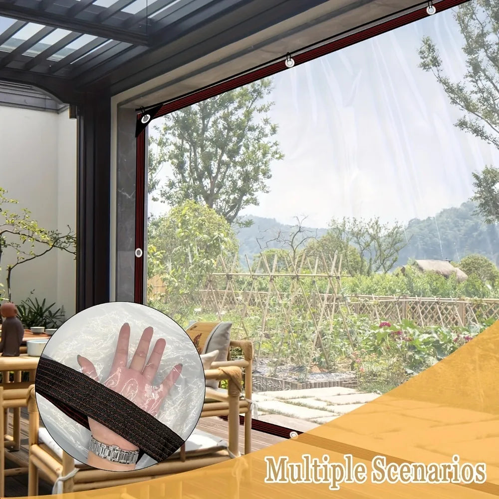 Clear Tarps Heavy Duty PVC Transparent Tarp w/Zipper Waterproof Windproof Anti-Tear for Greenhouse Patio Garden Garage Chicken Oasis Select