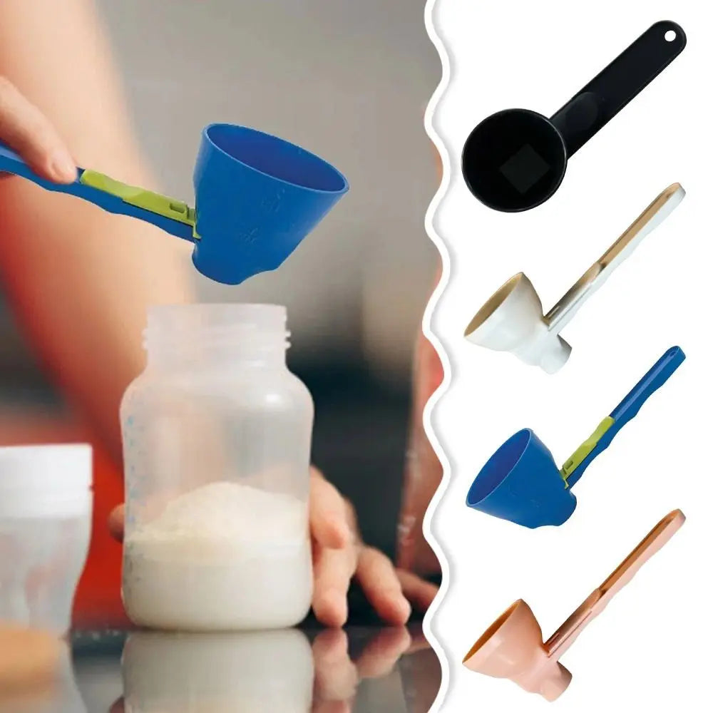 Creative Flling Coffee Scoop Funnel Plastic Reusable Sliding Scoop Funnel 2 in 1 Sliding Design Measuring Spoon Kitchen Gadgets Oasis Select