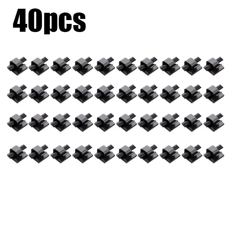 10/20/30/40/50pcs Cable Clips Self-Adhesive Cord Management Wire Holder Organizer Clamp Self-Adhesive Light Clips Car Wire Clip Oasis Select 40pcs Black