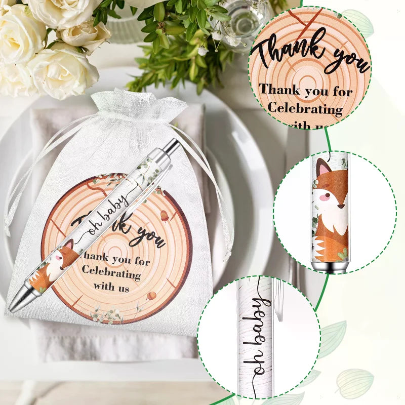 40 Sets Baby Shower Favors Gifts for Guests Include 40 Wild Animal Ballpoint Pens 40 Thank You Greeting Cards 40 Organza Bags Oasis Select