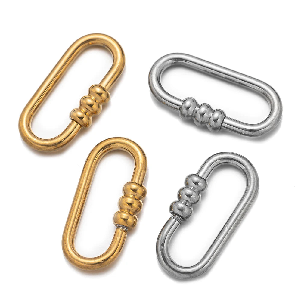 5pcs/Lot Stainless Steel Fastener Carabiner Screw Clasps Connectors For DIY Neckalce Bracelet Keychain Jewelry Making Supplies Oasis Select