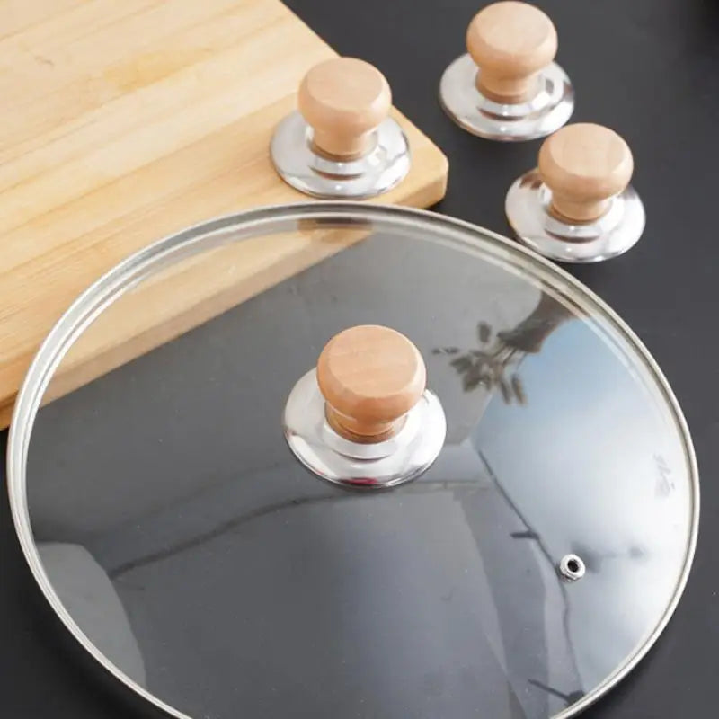 3 PCS Universal Pot Lib Knobs Caps Wooden Heat-Resistant Cooking Pan Lid Covers Replacement Lifting Handle Cookware Handgrip Oasis Select