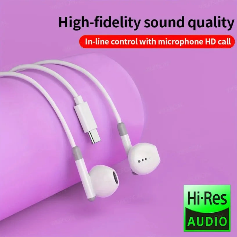 In Ear Wired Earphones 3.5mm/USB-C Volume Control with Microphone Music Sports Headphones For iPhone 16 15 Samsung S24 Xiaomi Oasis Select