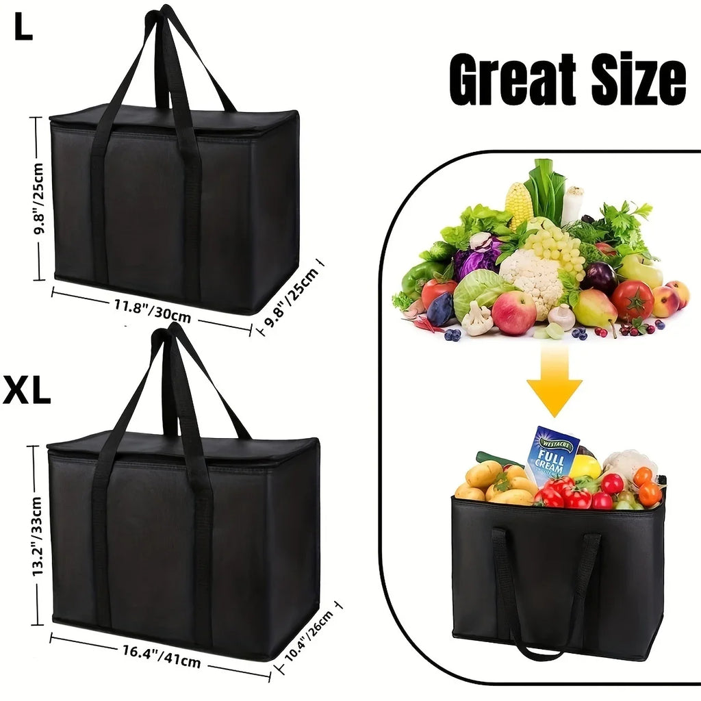 XL/Large Insulated Bag: Keep Food Hot & Cold For Hours - Grocery Tote, Soft Cooler Bag, Pizza Warmer Lightweight & Sturdy Zipper Oasis Select