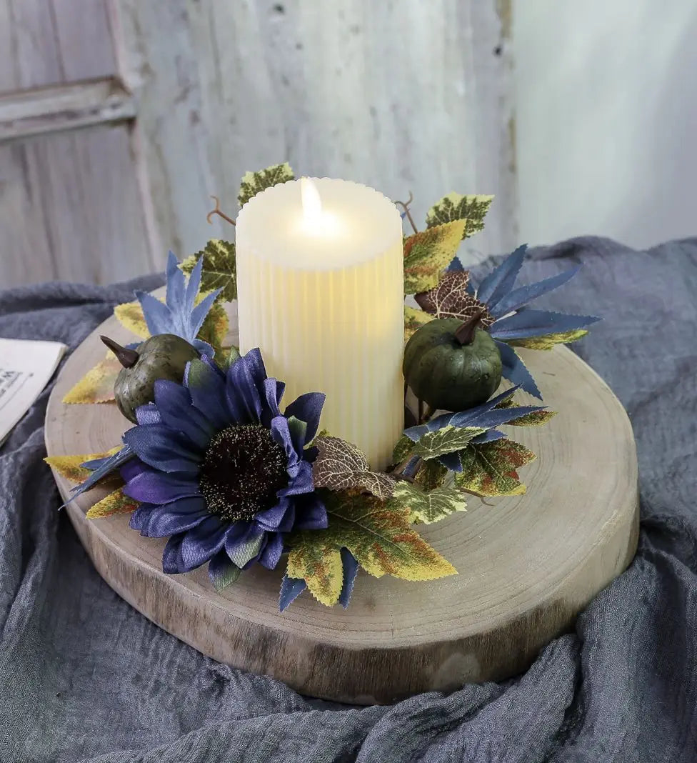 25cm Artificial Pinecone Candle Wreath Autumn Party Decor Pumpkin Maple Leaf Thanksgiving Day Wreath Party Home Ornaments Oasis Select