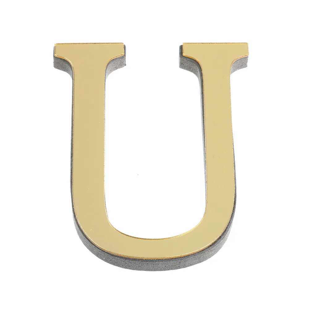 3D Mirror Acrylic Letter Wall Sticker | DIY Gold Alphabet Decal