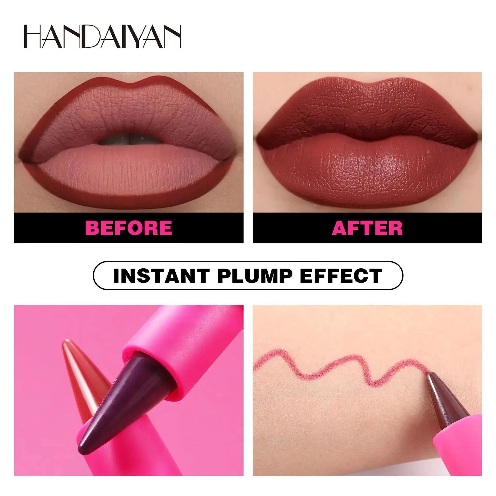 Handaiyan 2-in-1 Matte Lip Liner & Lipstick Pen | Waterproof Lip Liner Crayon Oasis Select