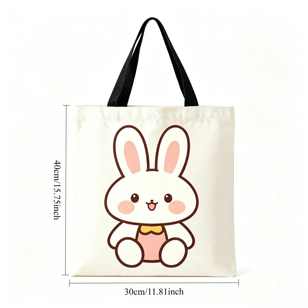 Cute Red Heart Yellow Chick Print Canvas Tote Bag Eco Reusable Shopping Shoulder Bag For Daily Grocery Market Oasis Select