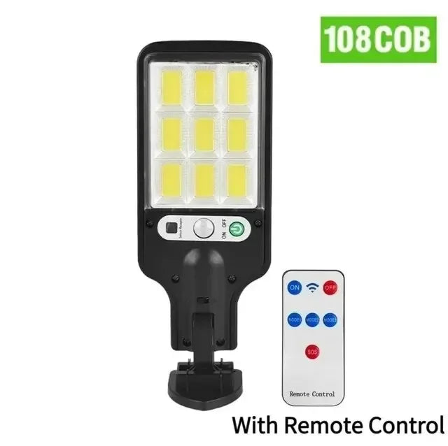 AmmToo COB Outdoor Solar Lights Motion Sensor Solar 3 Modes Waterproof Security Wall Lighting for Patio Garden Door Street Light Oasis Select JX616E-108COB
