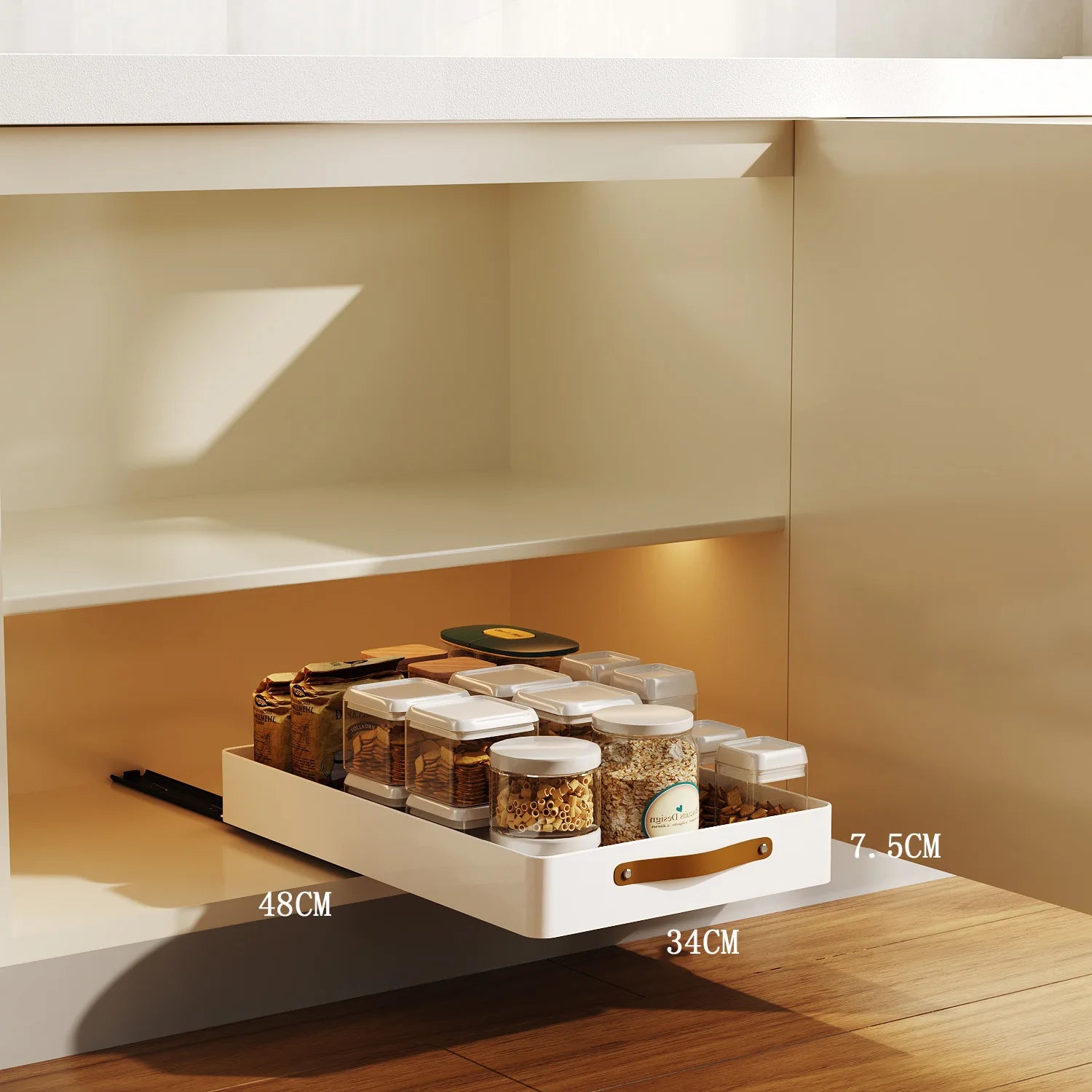 Multi-functional Stainless steel pull-out dish rack, drawer basket in kitchen cabinet Oasis Select White34-48