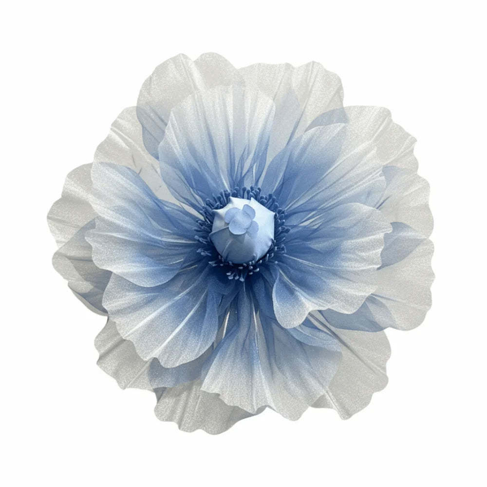 Single Flower Head Simulated Flower Silk Mesh Yarn Beautiful Decoration Silk Screen Flower Stand Props Large Poppy Oasis Select Blue