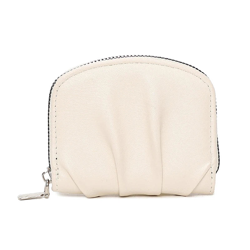 Mini Ruched Coin Purse – Compact PU Zipper Wallet