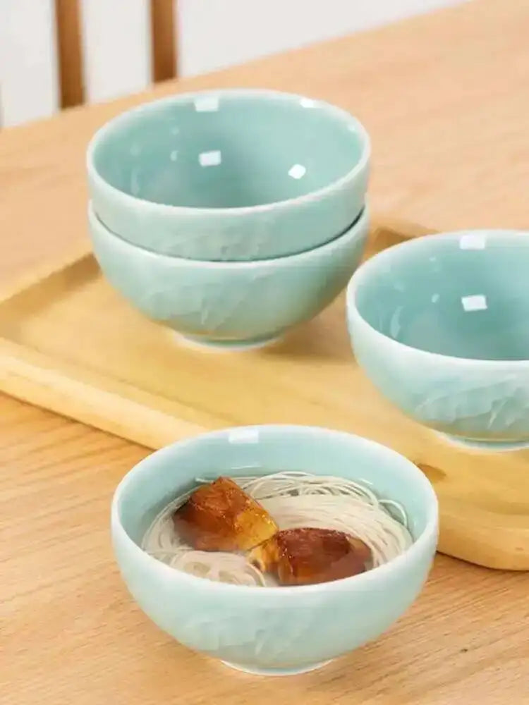 Celadon 4.5 Inch Rice Bowl Breakfast Porridge Bowl Ceramic Small Soup Bowl Tableware Oasis Select