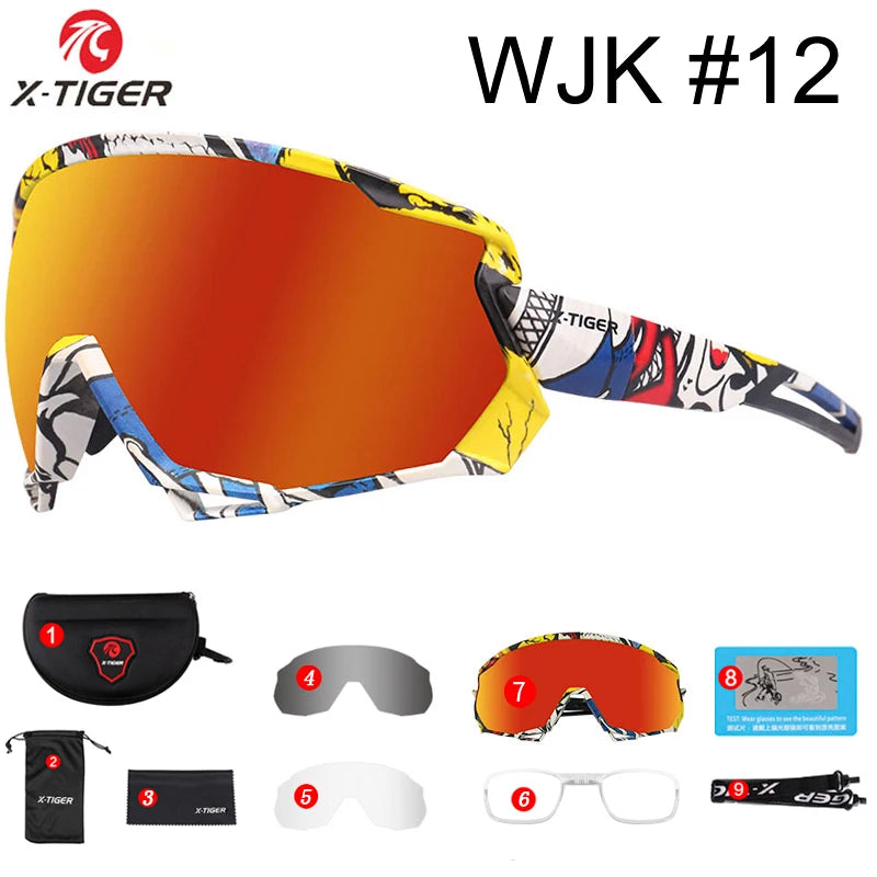 X-TIGER Bike Polarized Sports Sunglasses with 5 Interchangeable Lenses for Mens Womens Baseball Running Fishing Cycling Eyewear Oasis Select X-YJ-WJK12-3