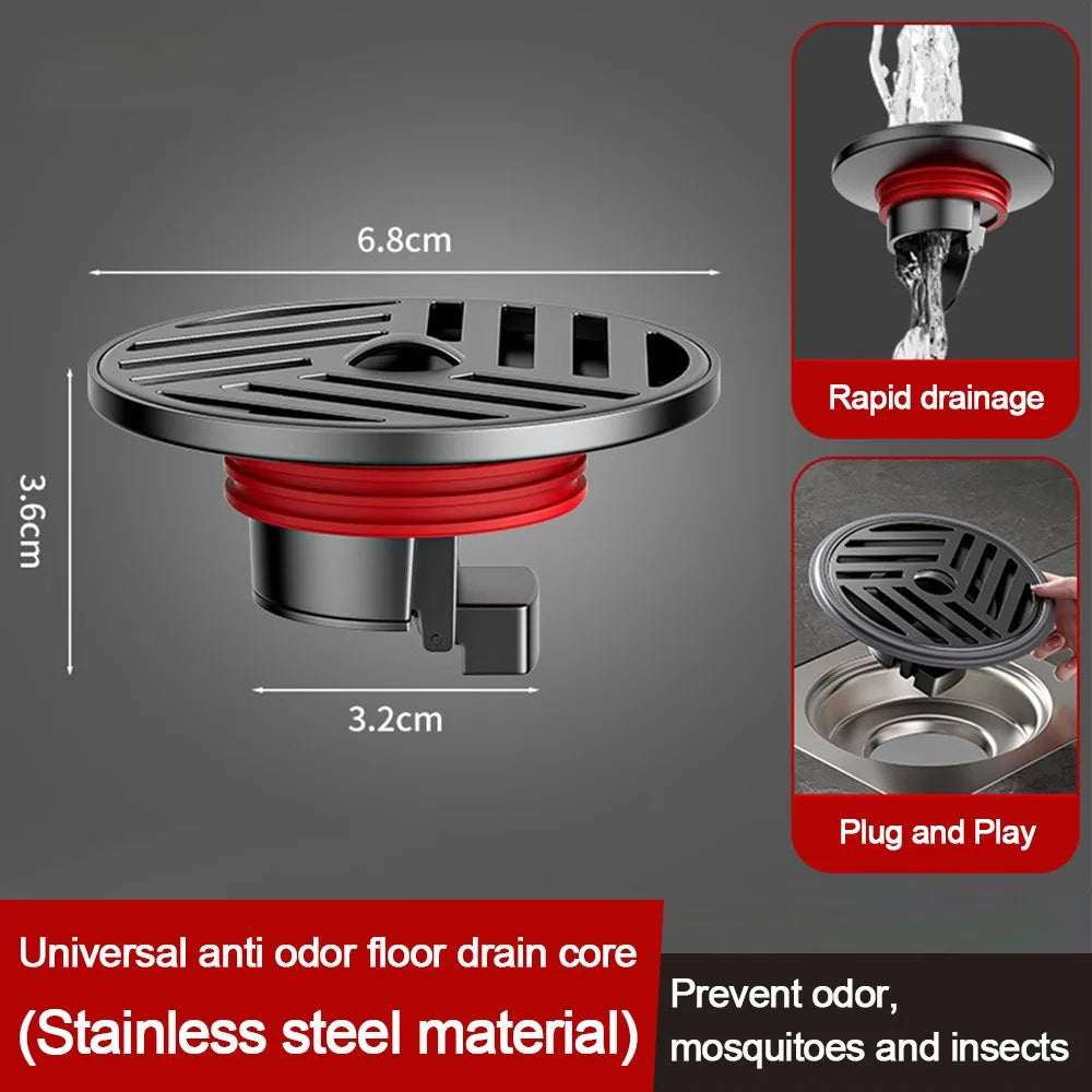 Stainless Steel Shower Floor Drain with Grid Grate Cover Anti-odor Fast Drainage Floor Drain Round Insectproof Oasis Select 1