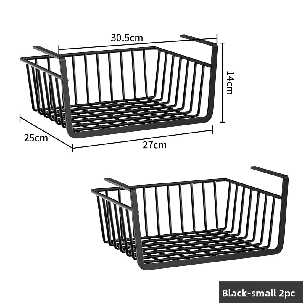 Dormitory Storage Artifact Multifunctional Hanging Seasoning Hanging Basket Layered in Cabinet Hanging Cabinet Lower Hanger Oasis Select Black Small 2PC