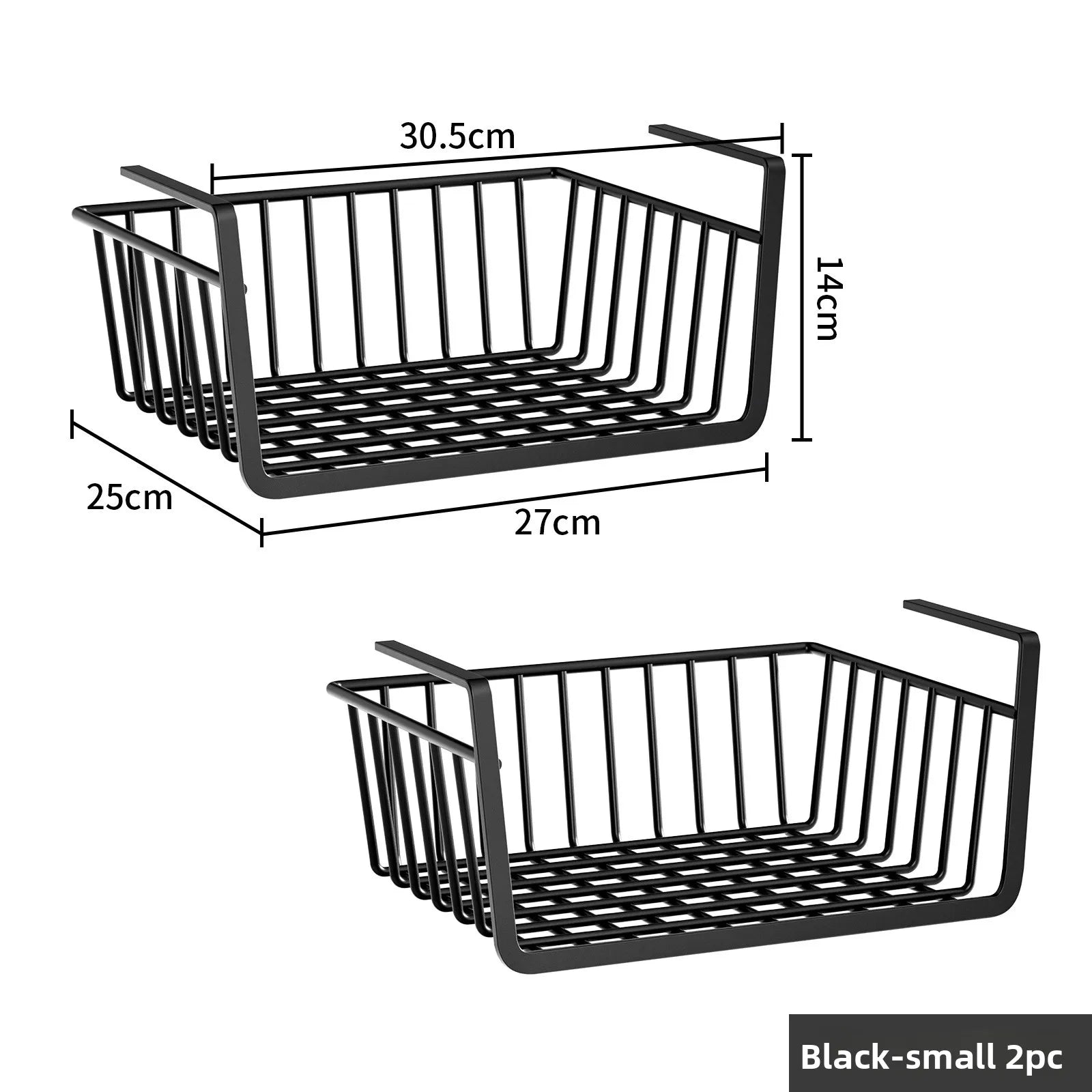 Dormitory Storage Artifact Multifunctional Hanging Seasoning Hanging Basket Layered in Cabinet Hanging Cabinet Lower Hanger Oasis Select Black Small 2PC