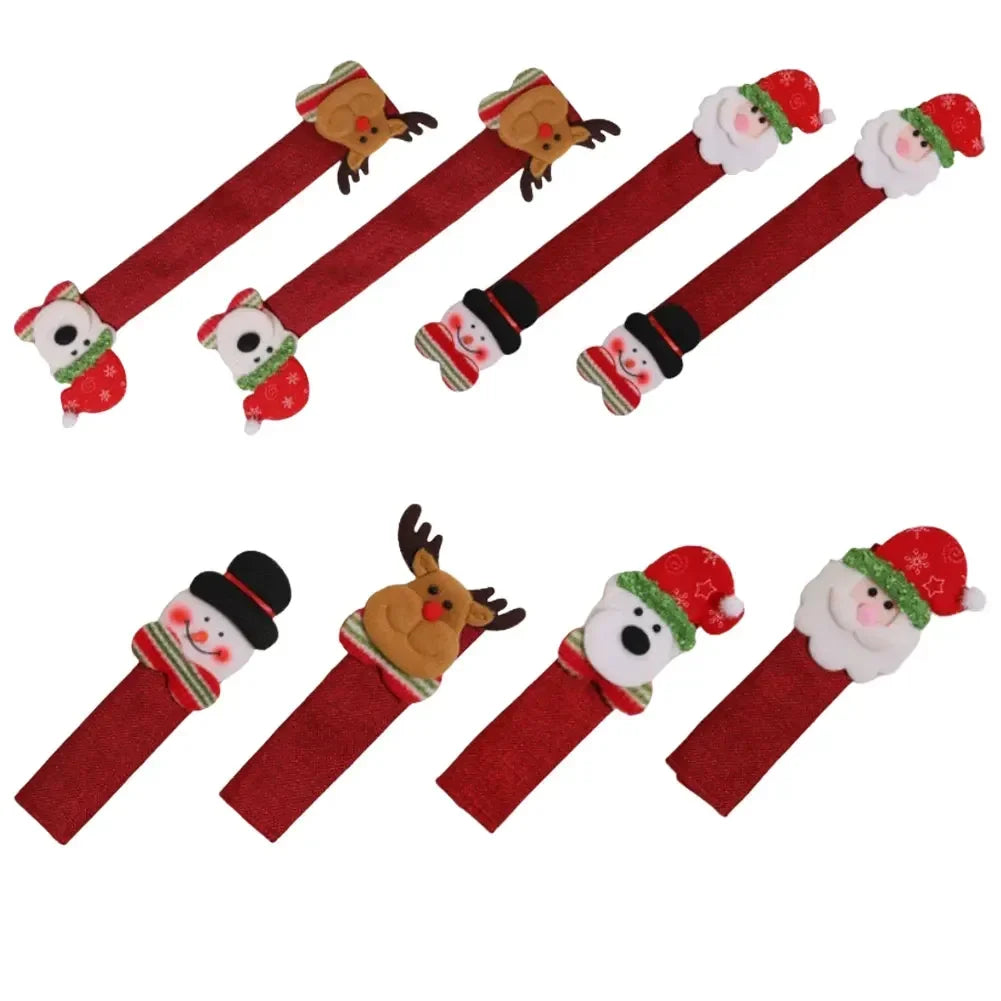 Santa Snowman Decor Holiday Kitchen Decor Christmas Celebration As Shown Festive Handle Protector Set Holiday Decoration Oasis Select