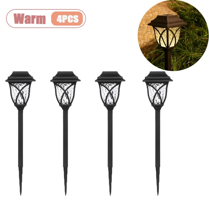 1-8PCS Solar Powered Outdoor Garden Lights Waterproof LED Stake Lamps for Automatic Yard Pathway and Lawn Lighting Oasis Select Warm-4PCS