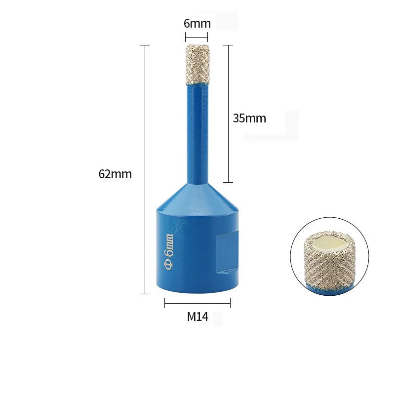 JUSTINLAU Dry Diamond Drilling Core Ceramic Tile Hole Saw Cutter Granite Marble Drill Bits Tiles Crowns with M14 Thread Opener Oasis Select 6mm